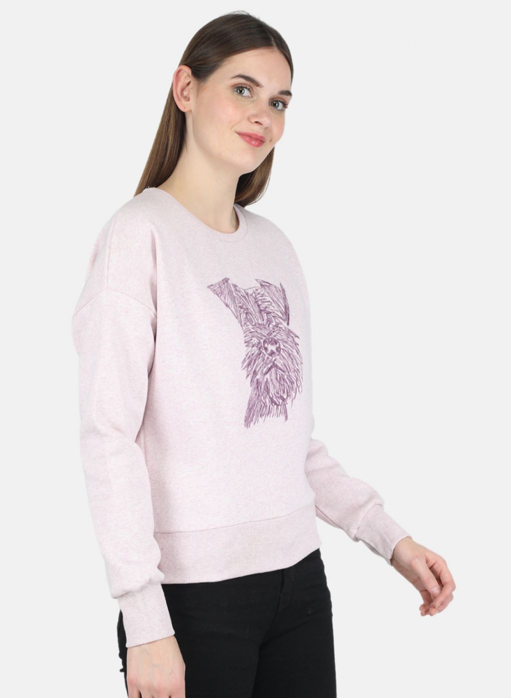 Women Purple Printed Sweatshirt