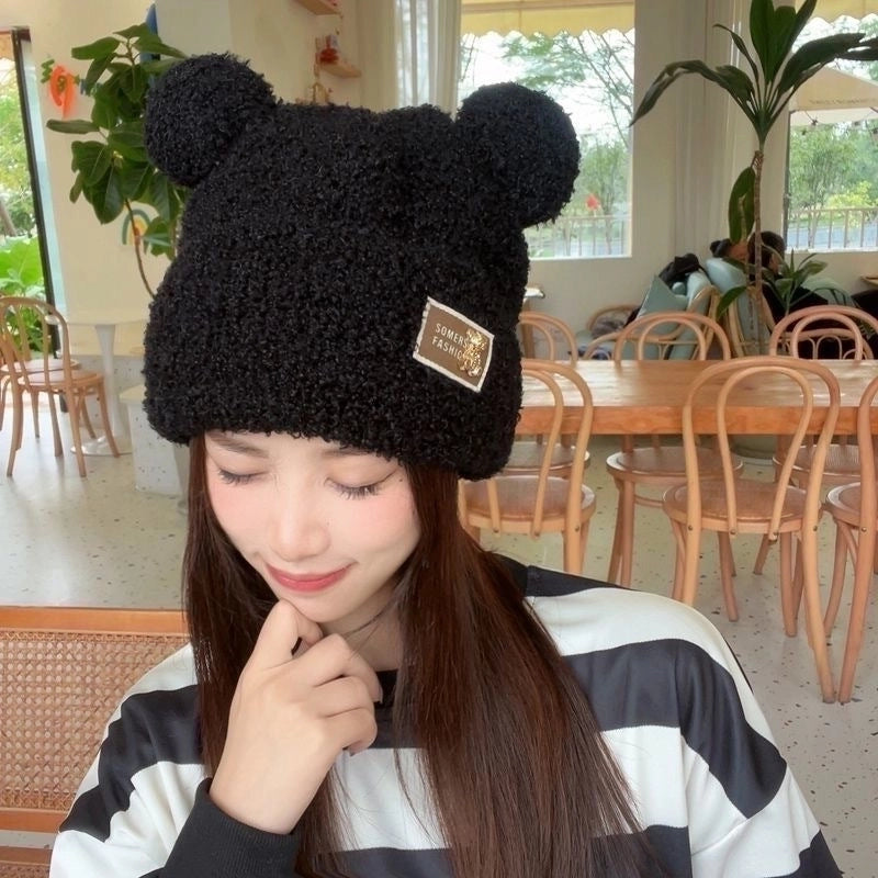 Women's Cartoon Style Cute Minimalist Solid Color Eaveless Wool Cap