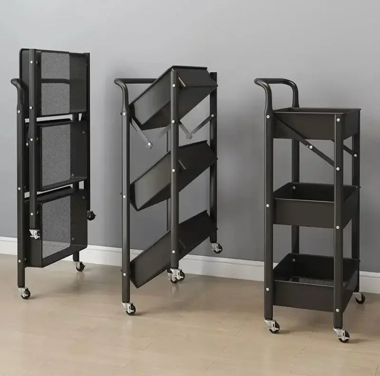 3-TIERS METAL TROLLEY CART WITH WHEELS