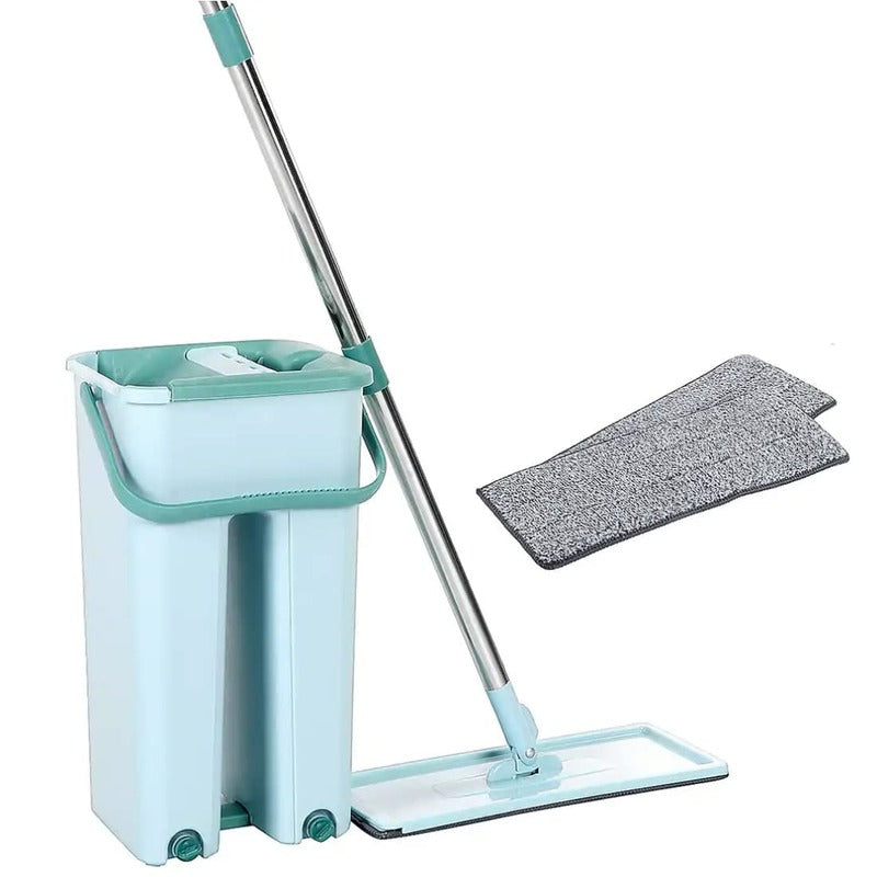 Floor Mop with Bucket. Microfiber Flat Mop with Bucket