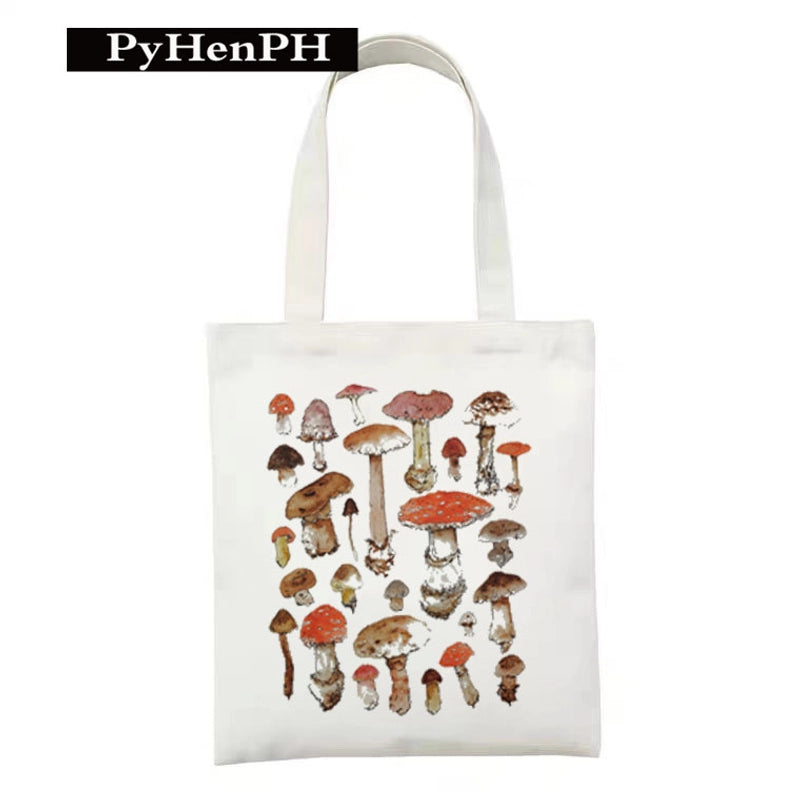 Women's Polyester Cartoon Leaves Streetwear Square Open Canvas Bag
