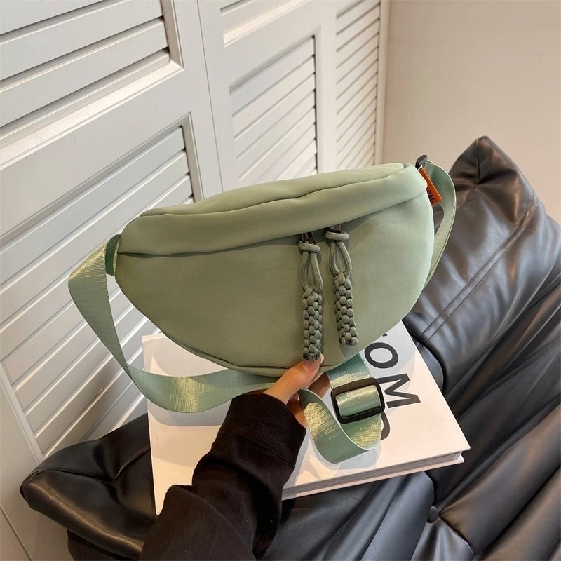 Women's Basic Solid Color Nylon Waist Bags
