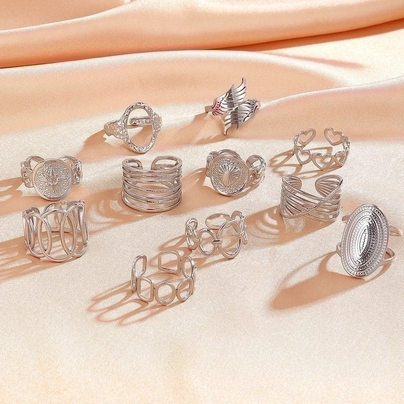 Retro Geometric Stainless Steel Gold Plated Plating Open Rings