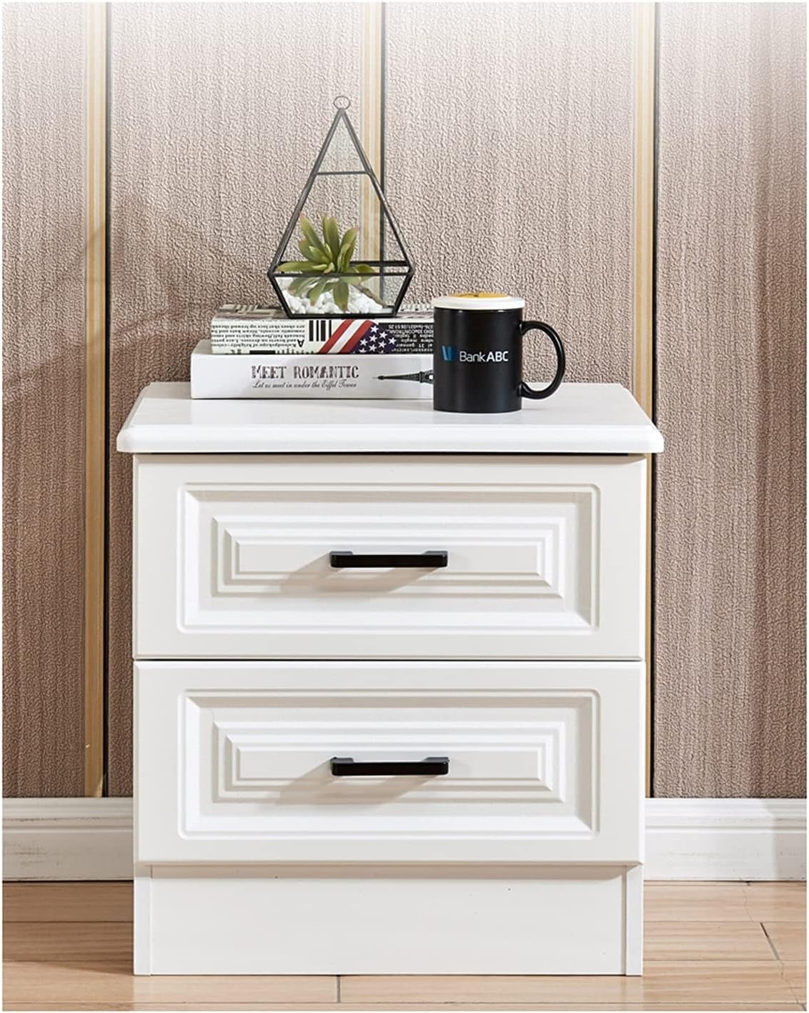 Simplicity Wooden Bedside Table with 2 Drawers. Multifunctional Bedside Table