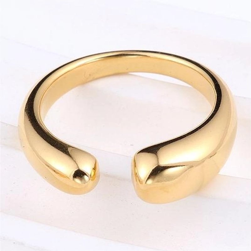 Princess Minimalist Solid Color 302 Stainless Steel 18K Gold Plated Rings