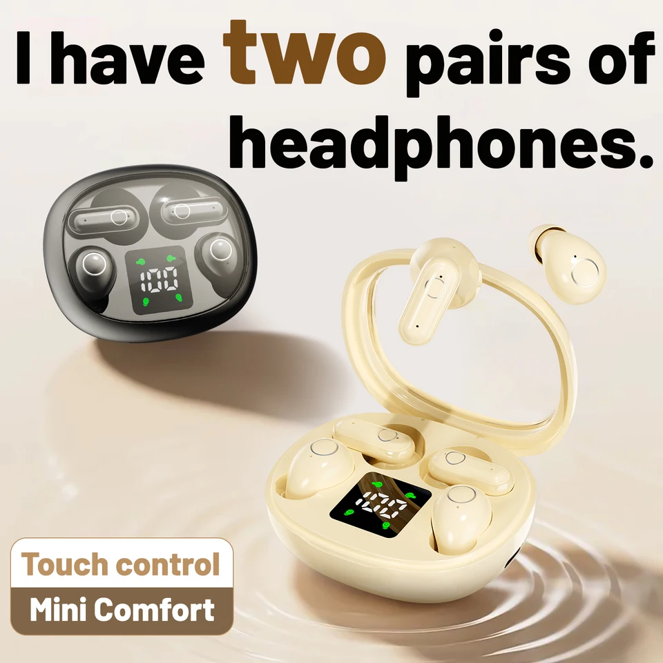 Ultra Small Headphones Bluetooth 5.4 Earphones Wireless Heasets HIFI HD Call Noise Reduction Earphone Sleep Sports Dual Earbuds