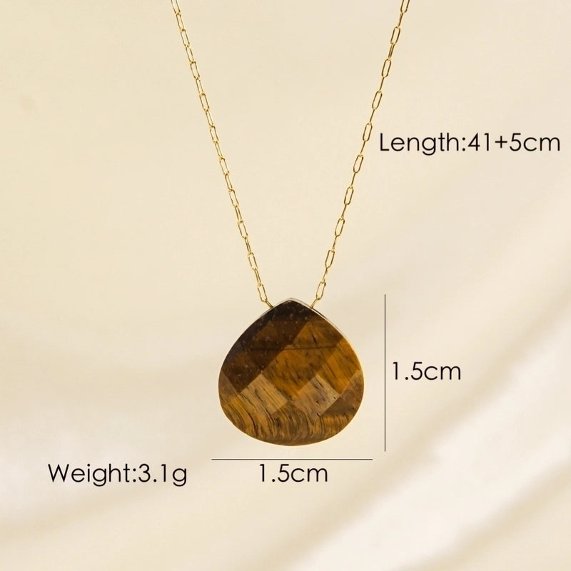 3 Pieces 304 Stainless Steel Natural Stone 14K Gold Plated Classic Style Plating Water Droplets Pendant Necklace