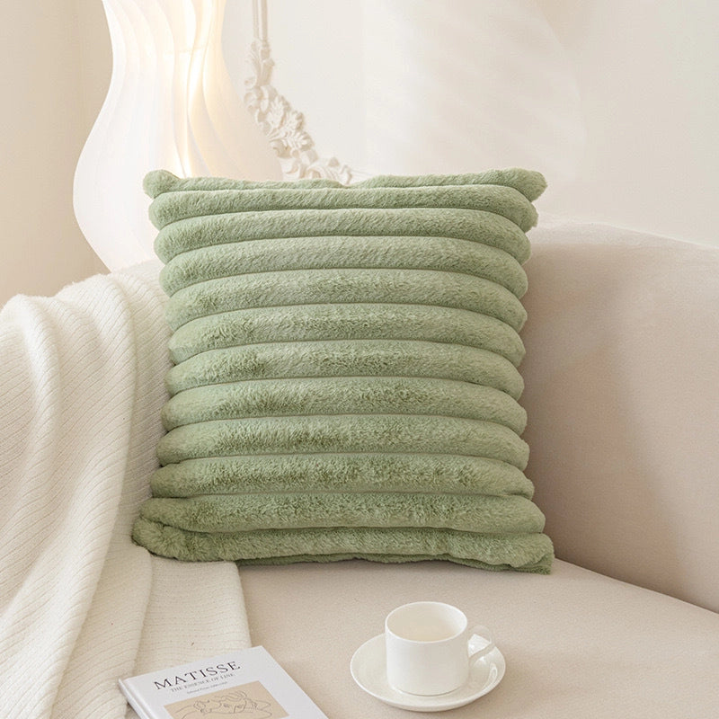 Minimalist Solid Color Faux Rabbit Fur Throw Pillow Pillow Cases Couch & Sofa Decor