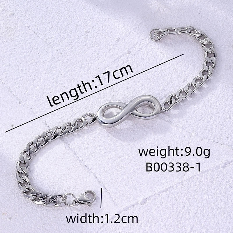 2 Pieces Ig Style Geometric Stainless Steel Inlay Zircon Bracelets