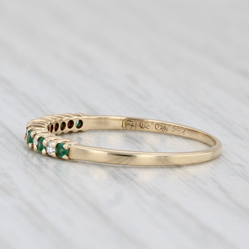 0.17ctw Emerald Diamond Stackable Ring 18k Yellow Gold Size 6.25