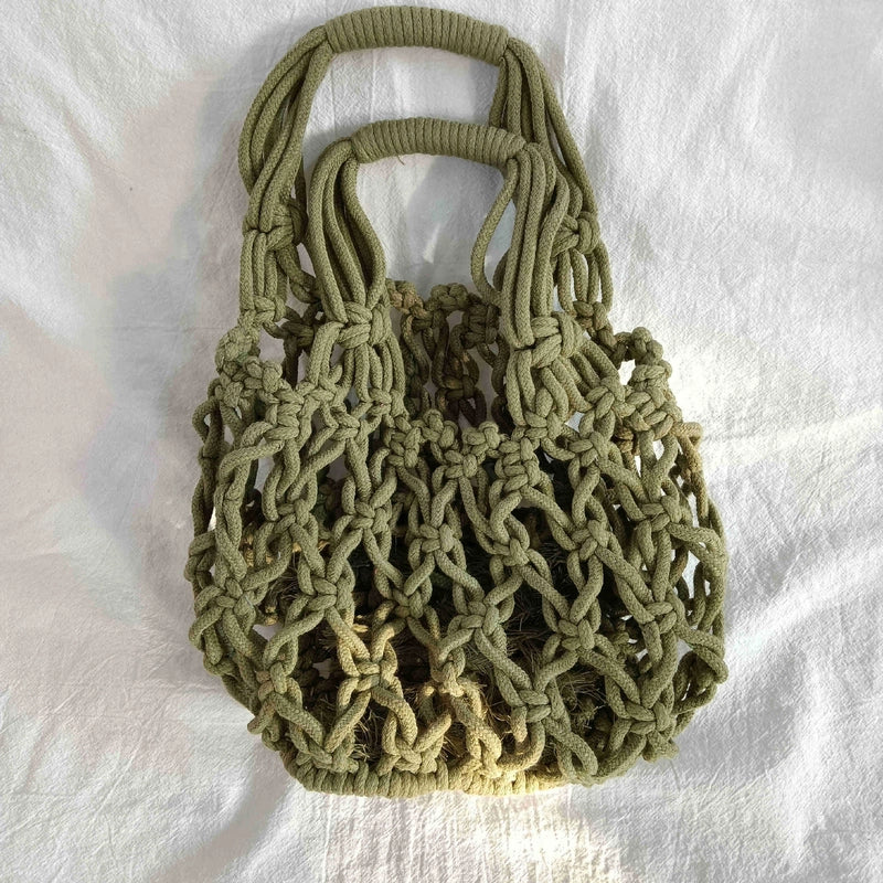 Women's Vacation Solid Color Cotton Rope Shopping Bags
