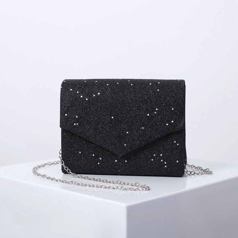 White Black Pink Pu Leather Solid Color Sequins Square Evening Bags