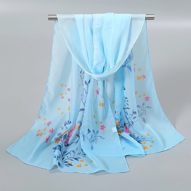 Women's Sweet Flower Chiffon Printing Silk Scarf