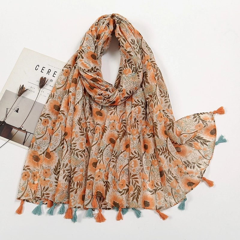 Women'S Bohemian Geometric Cotton And Linen Scarf