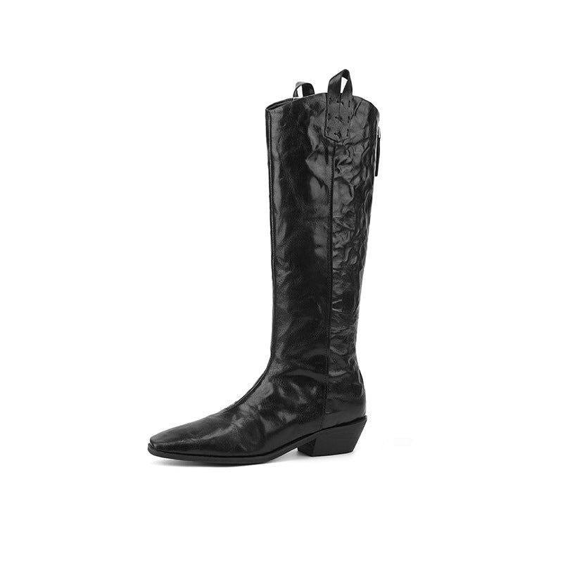 Womens Western Boots Mid Calf Cowboy Boots- Black/Brown Cowgirl Boots