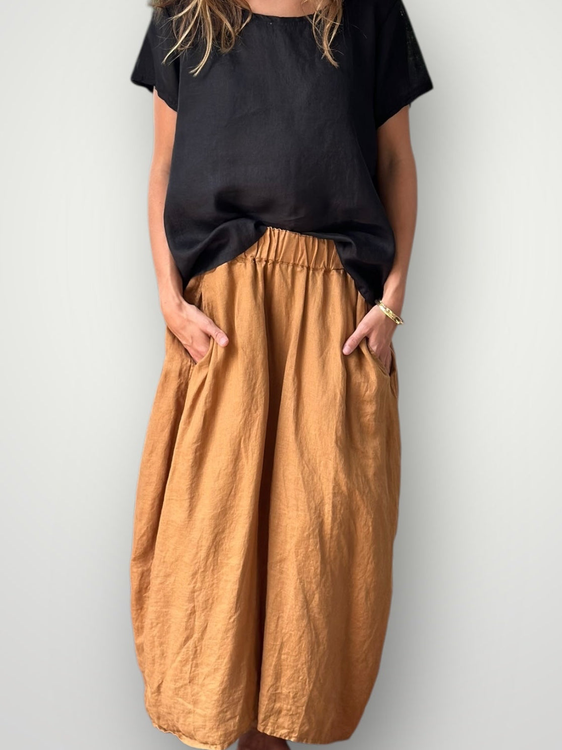 lana skirt - caramel linen