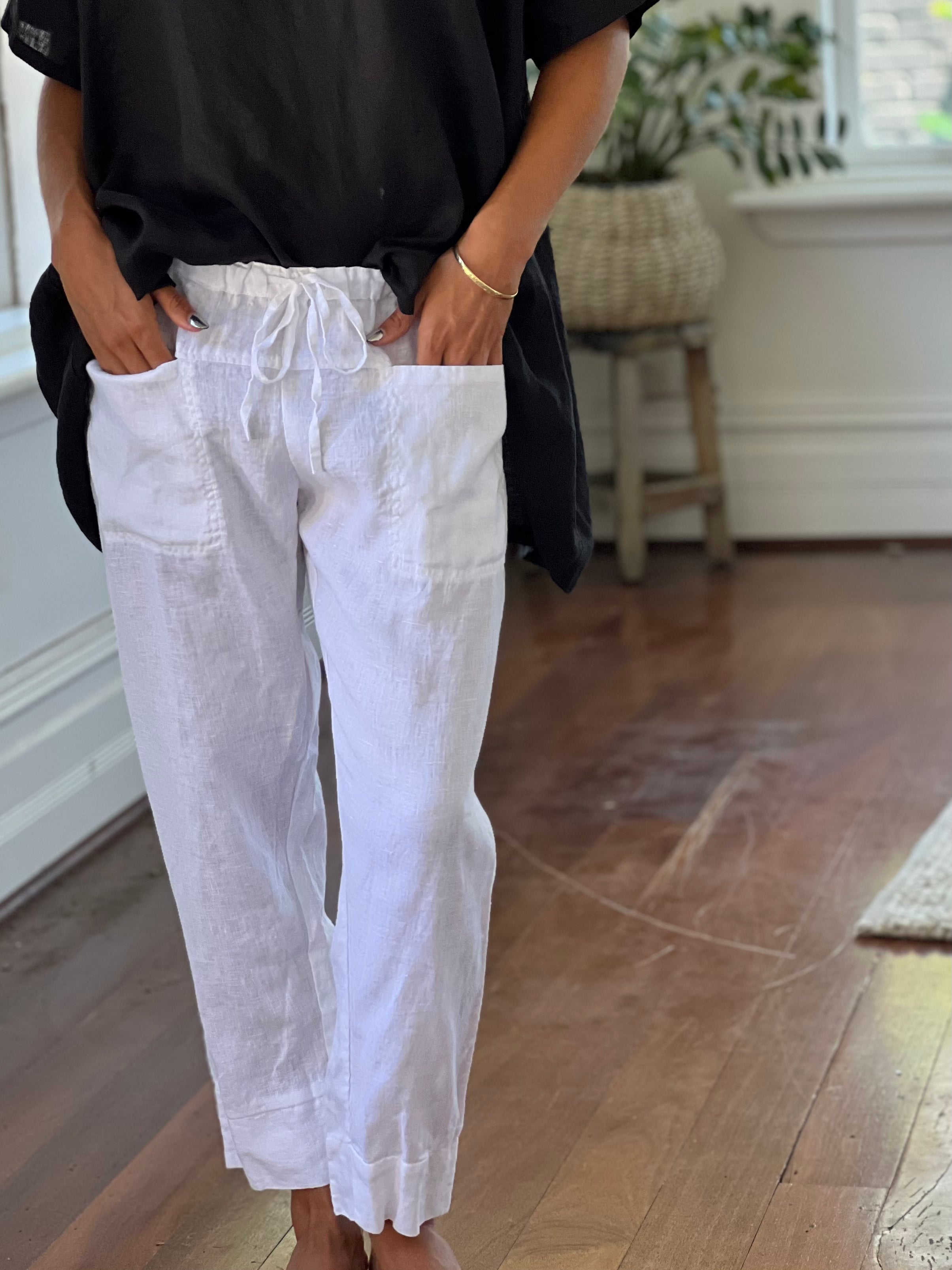 darcy pant - white linen