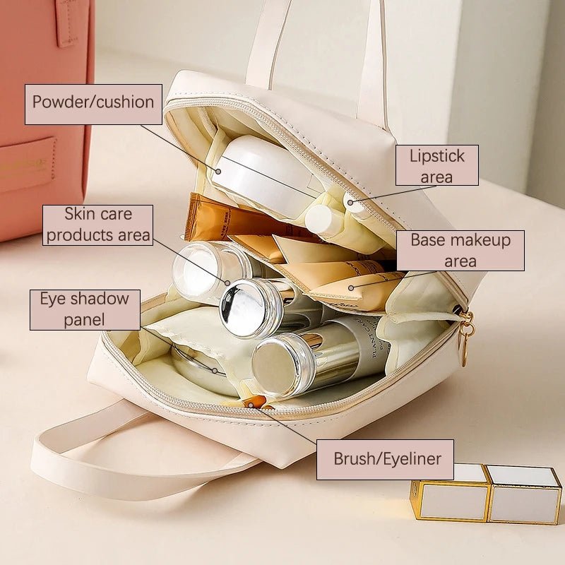 FAUX LEATHER ZIPPER COSMETIC BAG