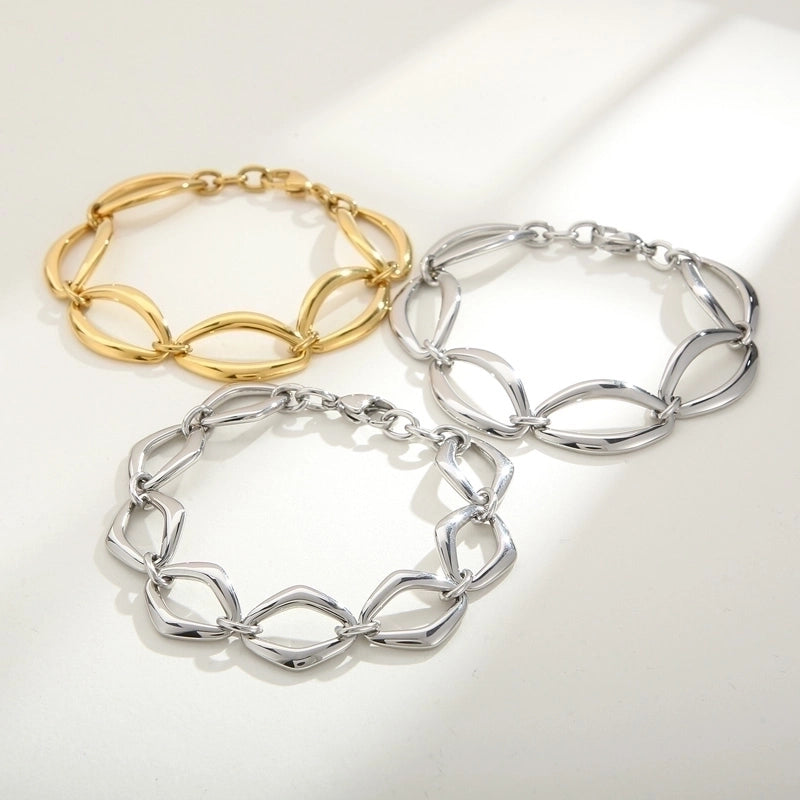 Rock Geometric Titanium Steel 18K Gold Plated Bracelets In Bulk