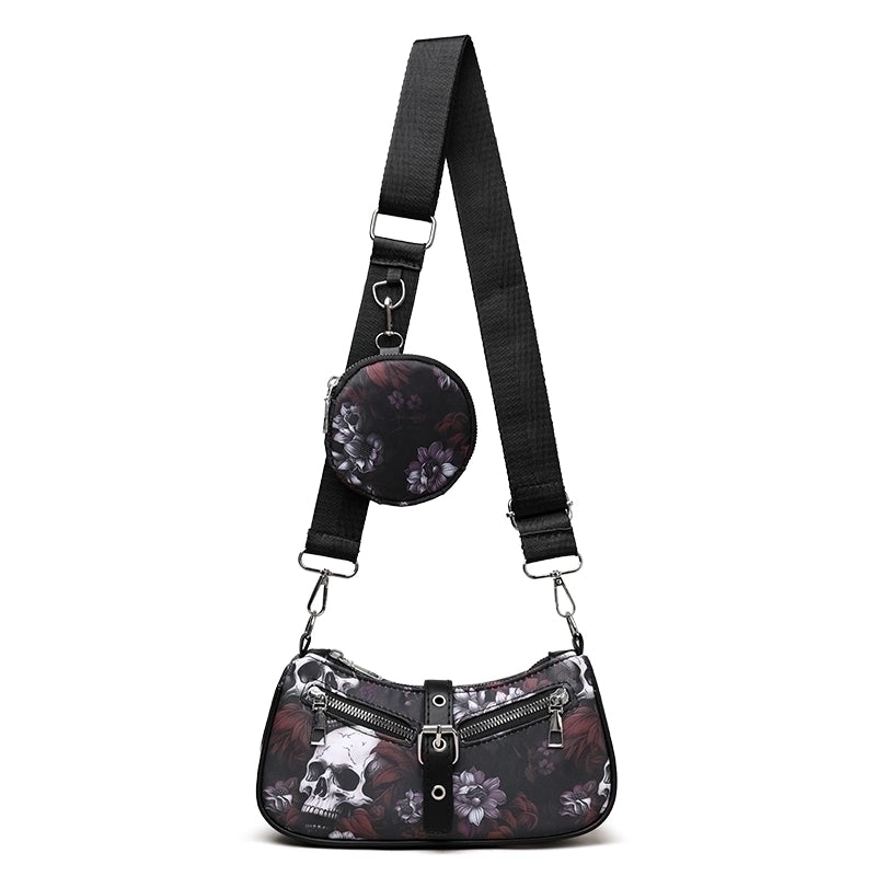 Halloween Women's Medium Skull Streetwear Pillow Shape Zipper Bag Sets Crossbody Bag