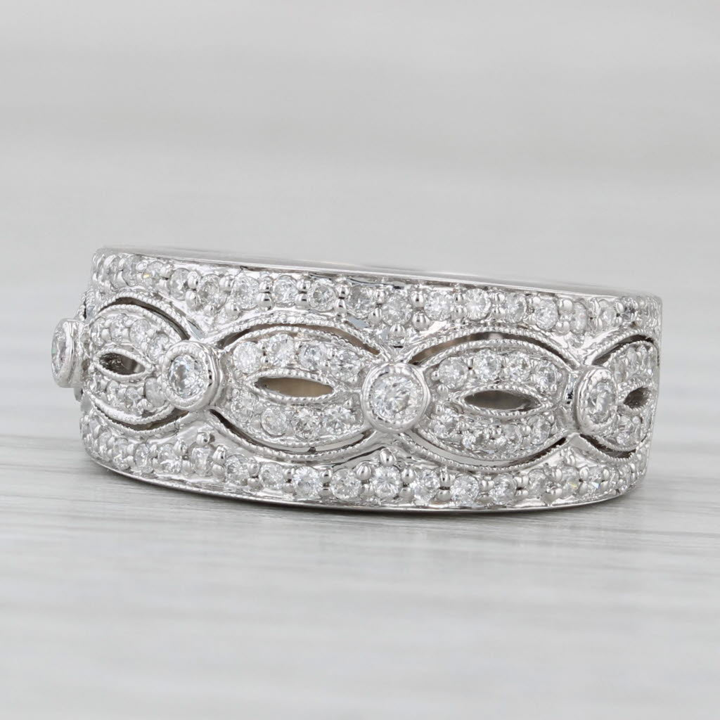 0.45ctw Open Work Diamond Ring 14k White Gold Size 5