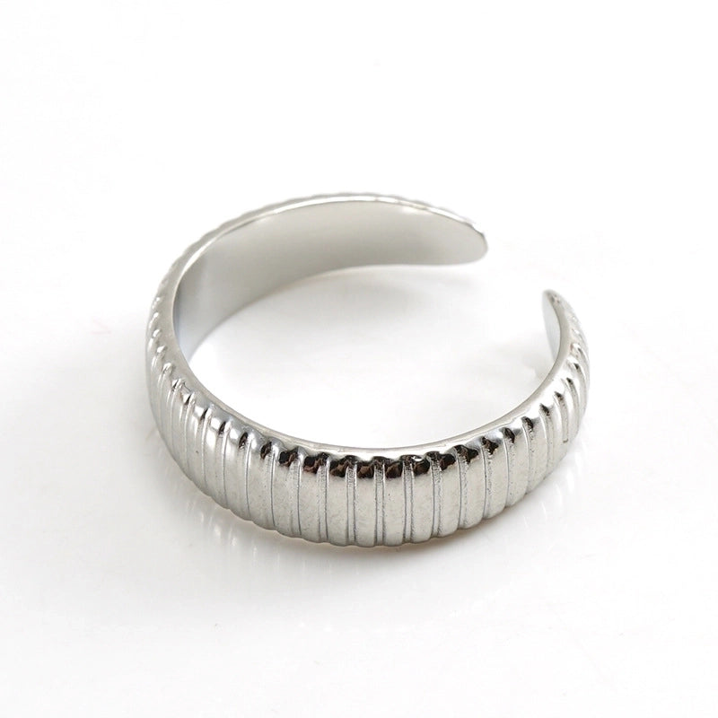 Retro Geometric 304 Stainless Steel Titanium Steel 18K Gold Plated Plating Stainless Steel Rings