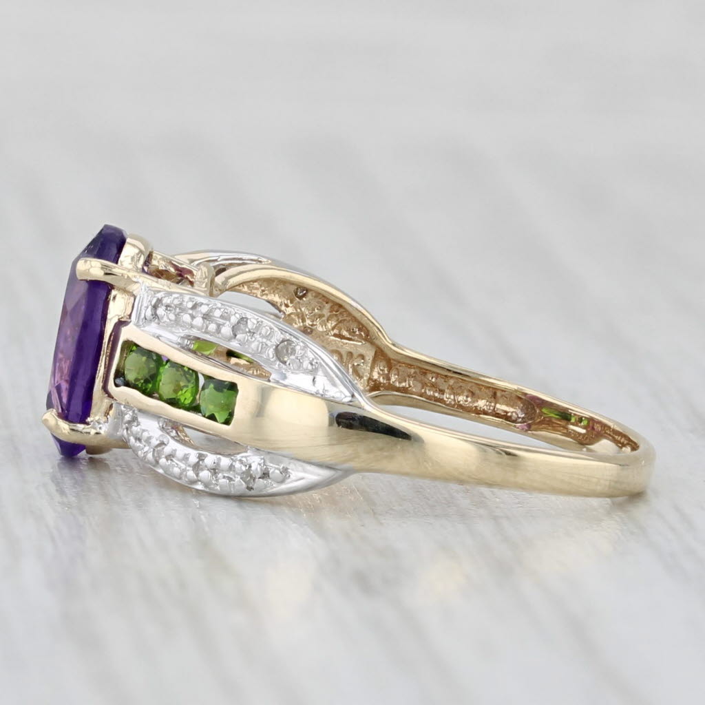 1.83ctw Amethyst Diamond Chrome Diopside Ring 10k Yellow Gold Size 6.75
