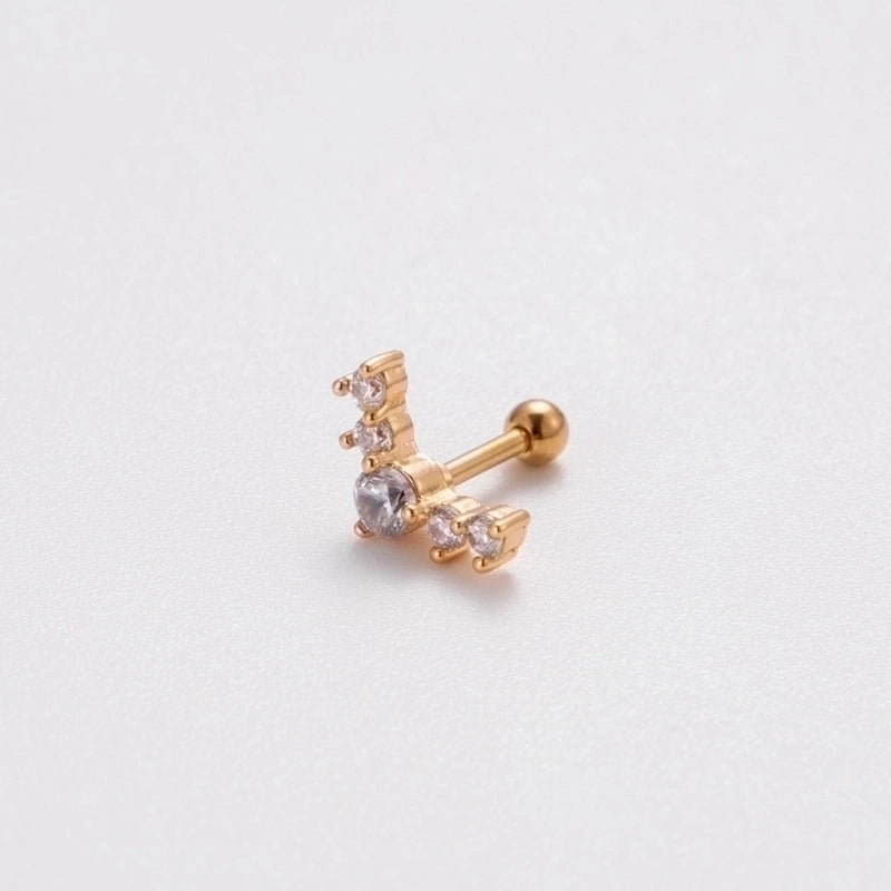 1 Piece Ear Cartilage Rings & Studs Korean Style Heart Shape Butterfly Copper Plating Inlay Zircon