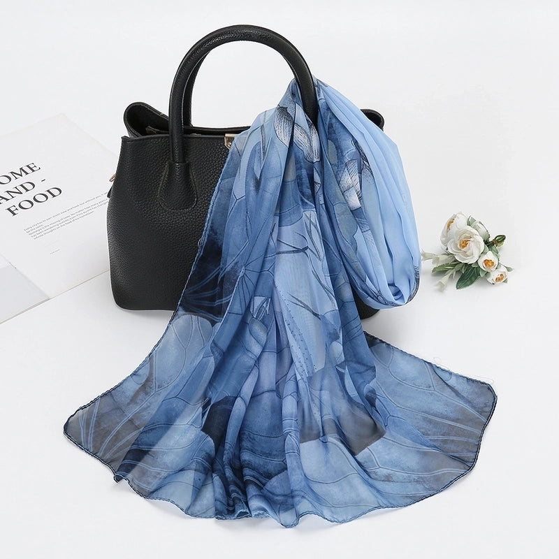 Women's Elegant Lady Lotus Chiffon Silk Scarf