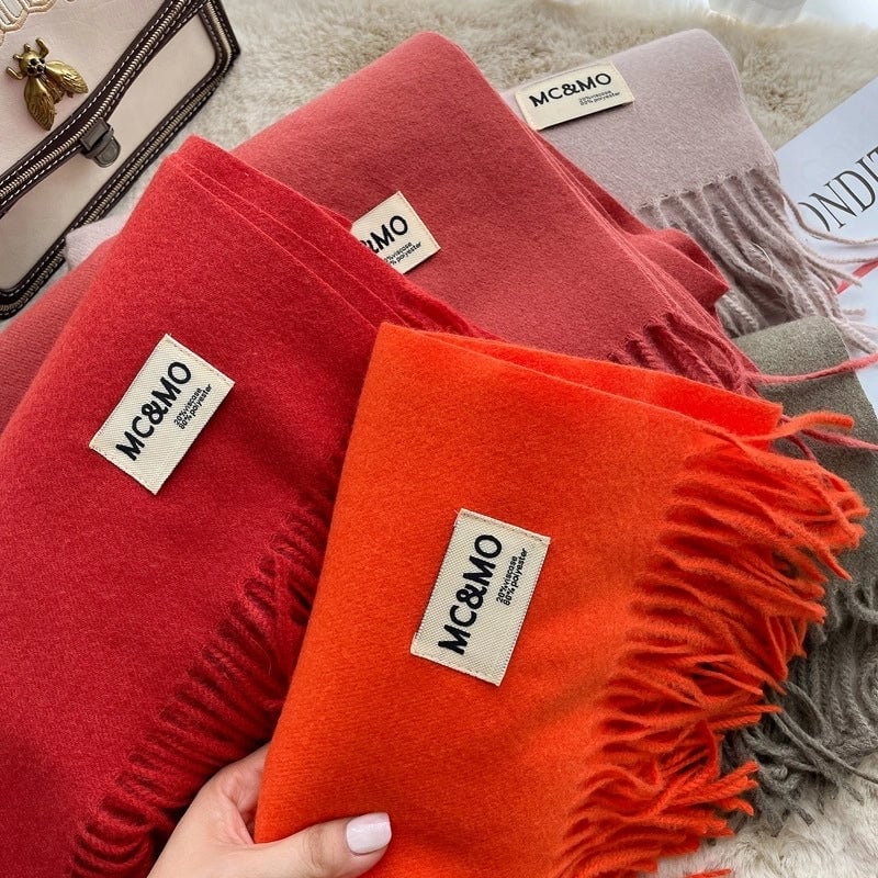 New Solid Color Cashmere Scarf Women's Fashion Wear Autumn And Winter Warm Shawl Women's Scarf