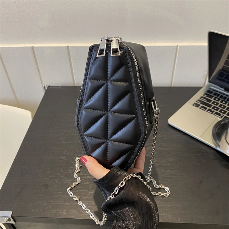 Women's Pu Leather Triangle Solid Color Basic Square Zipper Crossbody Bag