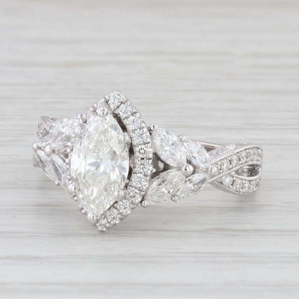 Neil Lane 1.34ctw Marquise Halo Engagement Ring 14k White Gold Size 4.25