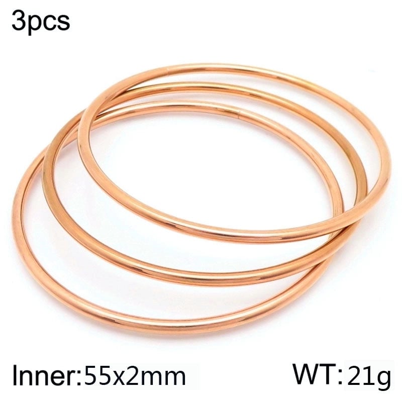 304 Stainless Steel 18K Gold Plated Minimalist Round Solid Color Bangle