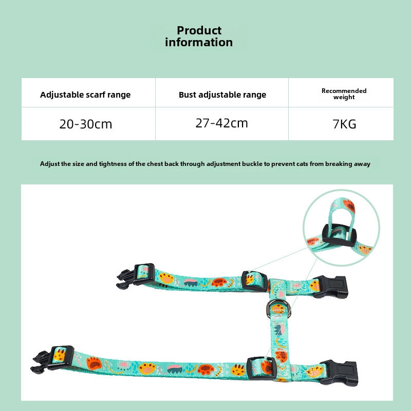 Cat Leash Suit Cat H-shaped Chest Strap Cat Leash Anti-break I-shaped Cat Leash Customization
