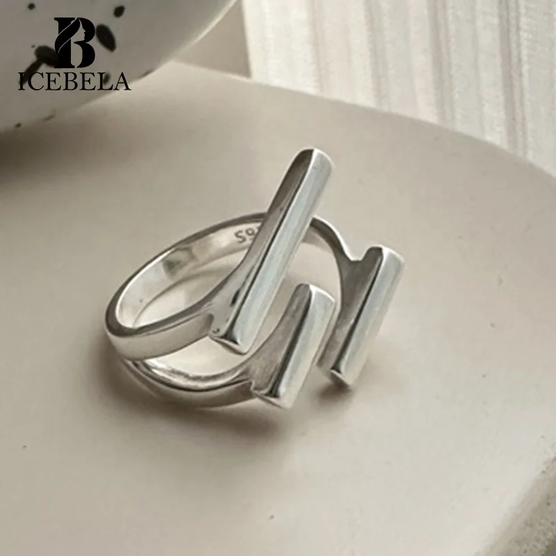 New Arrival Multi Layered Width Silver Personality Rings S925 Sterling Silver Cross Opening Ring For Girls