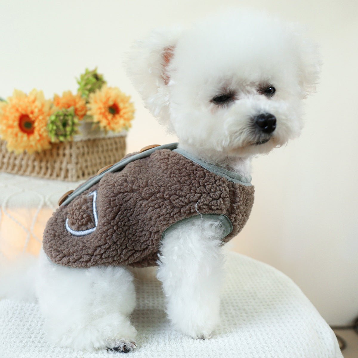 Buttoned Pocket Fleece Dog Jacket Vest