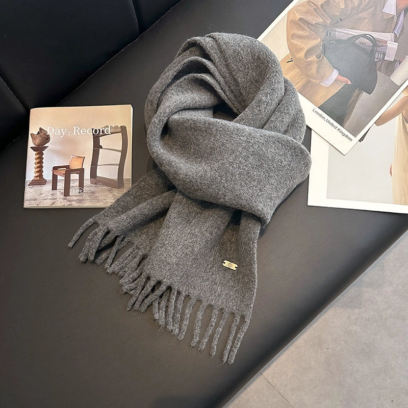 Women's Sweet Solid Color Fleece Scarf