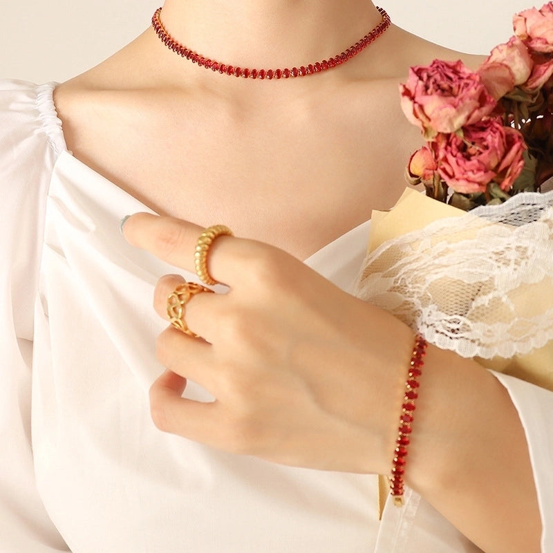Fashion 304 Stainless Steel Zircon 18K Gold Plated Plating