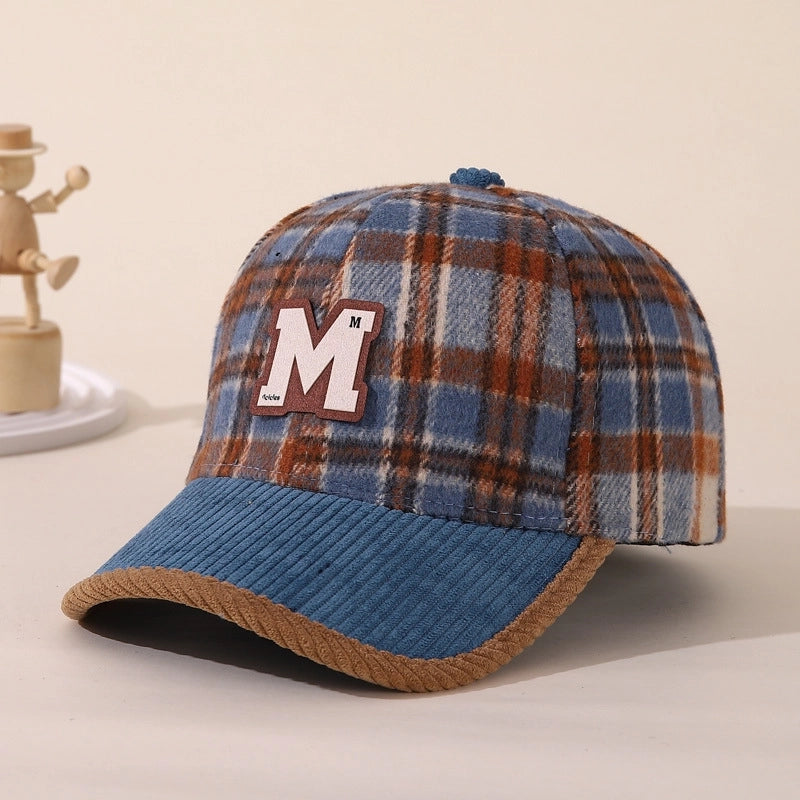 Boy'S Retro Letter Lattice Pom Poms Ivy Cap