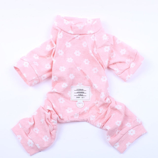Flower Printed Dog JumpSuit Pajamas