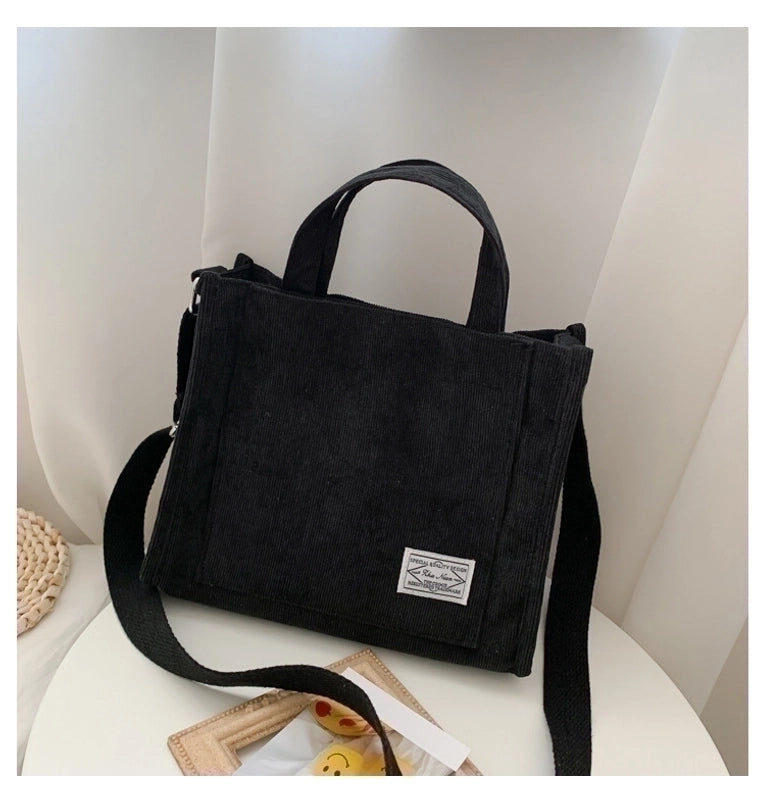 Women's Medium Summer Corduroy Solid Color Basic Square Magnetic Buckle Handbag