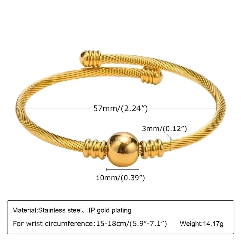 Casual Streetwear Geometric Stainless Steel Plating 18k Gold Plated Bangle