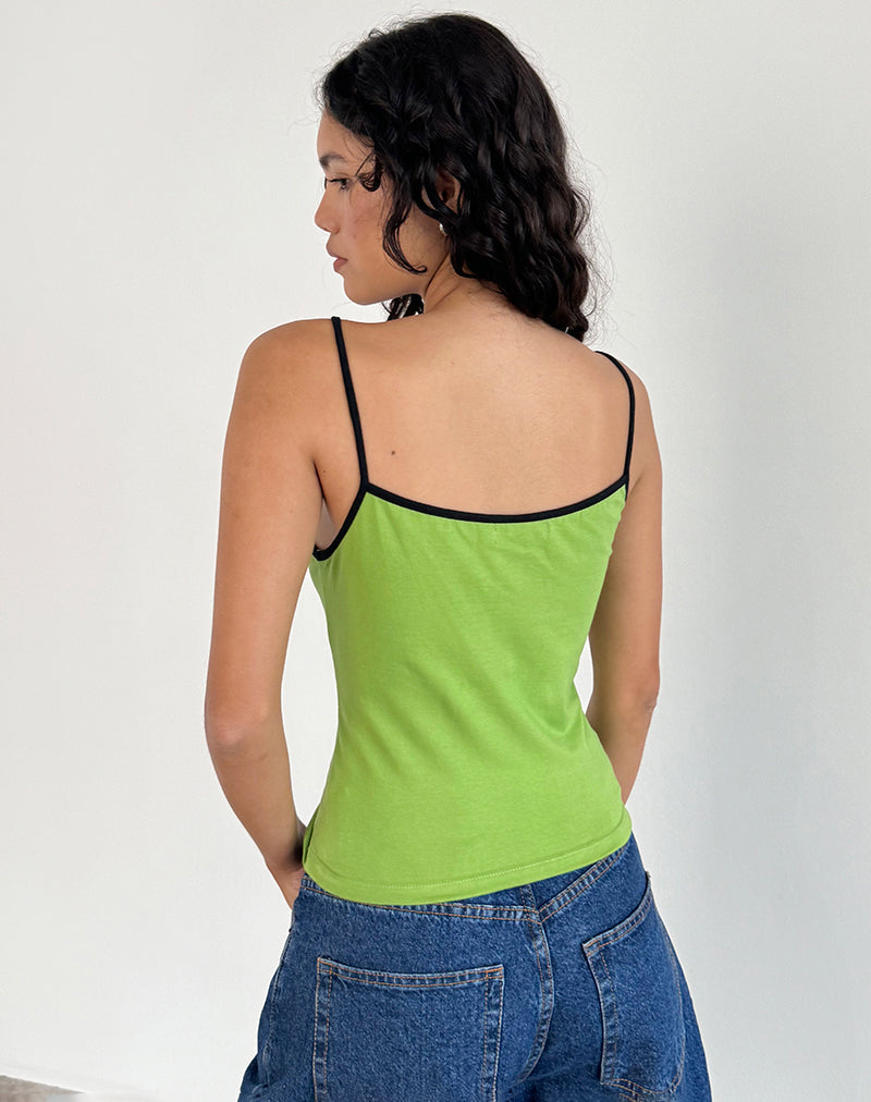 Solani Top in Wasabi with Black Binding