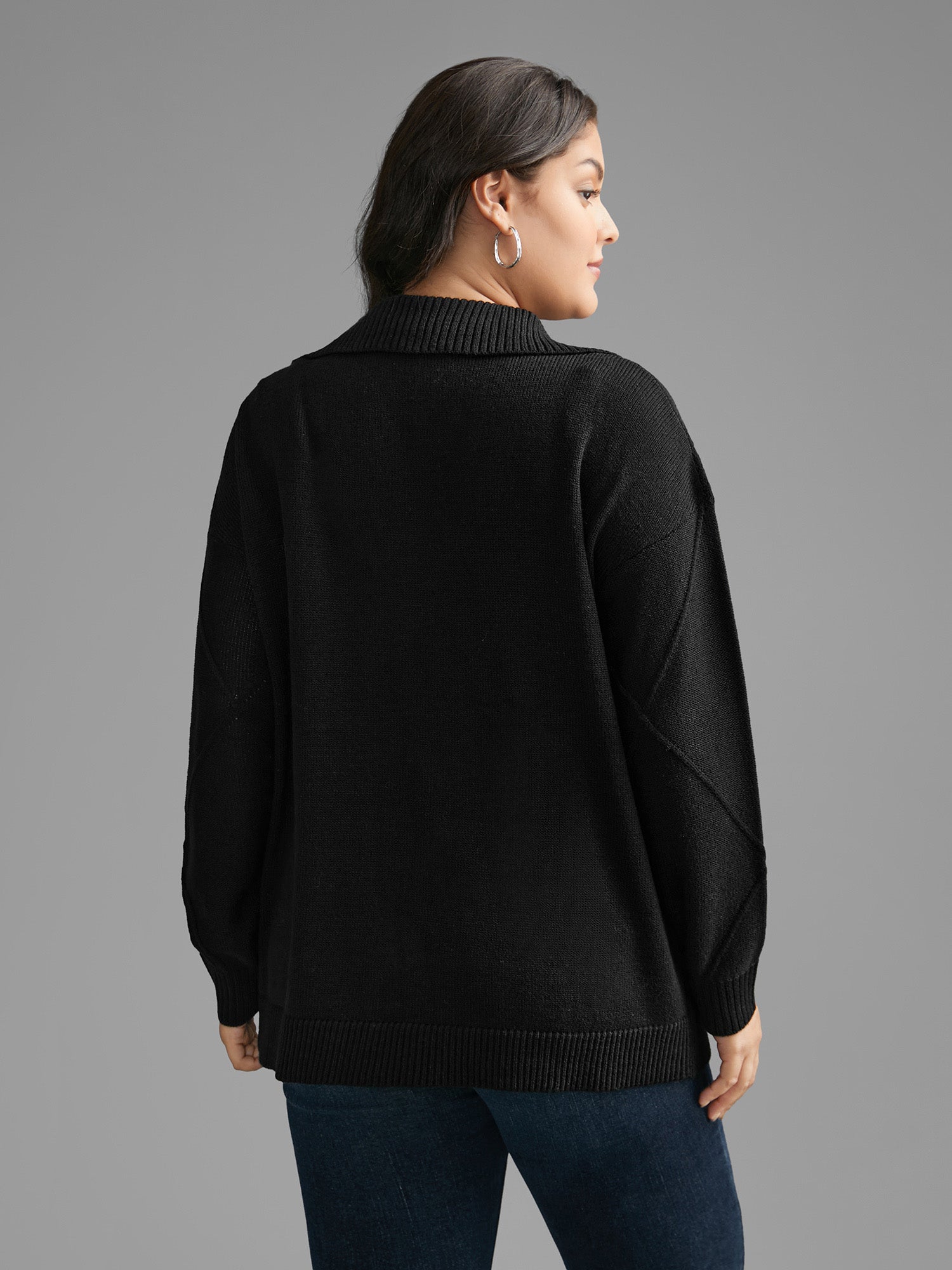 Texture Half Zip Drop Shoulder Pullover