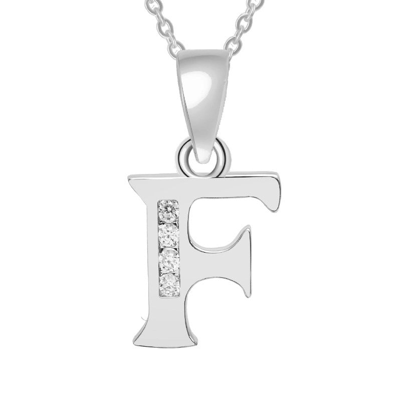 Minimalist Letter Copper Plating Inlay Zircon Pendant Necklace