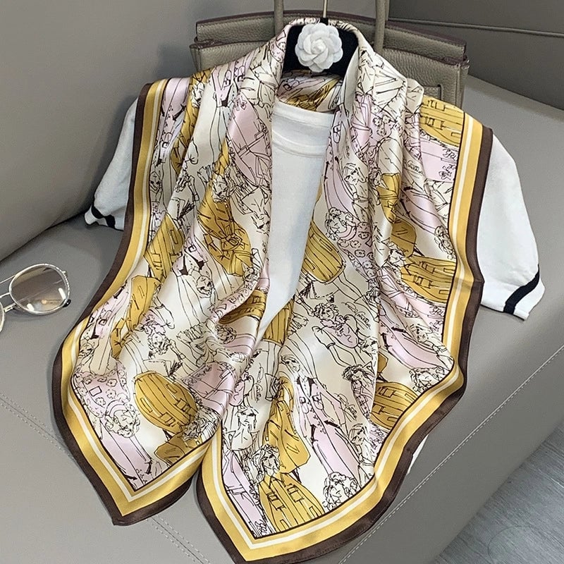 Women's Elegant Minimalist Printing Silk Printing Silk Scarf