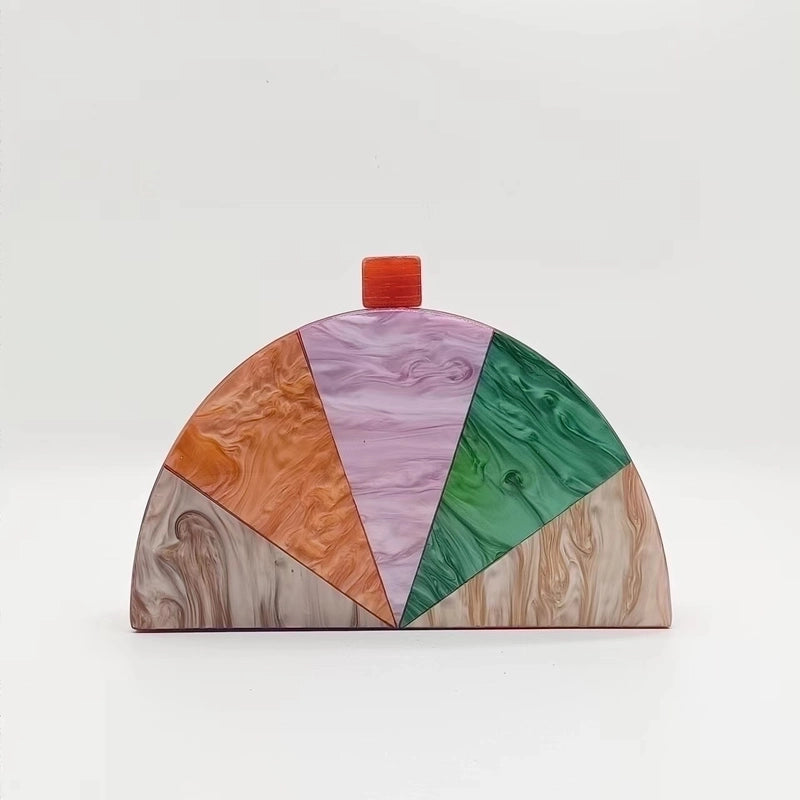 Arylic Color Block Semicircle Evening Bags