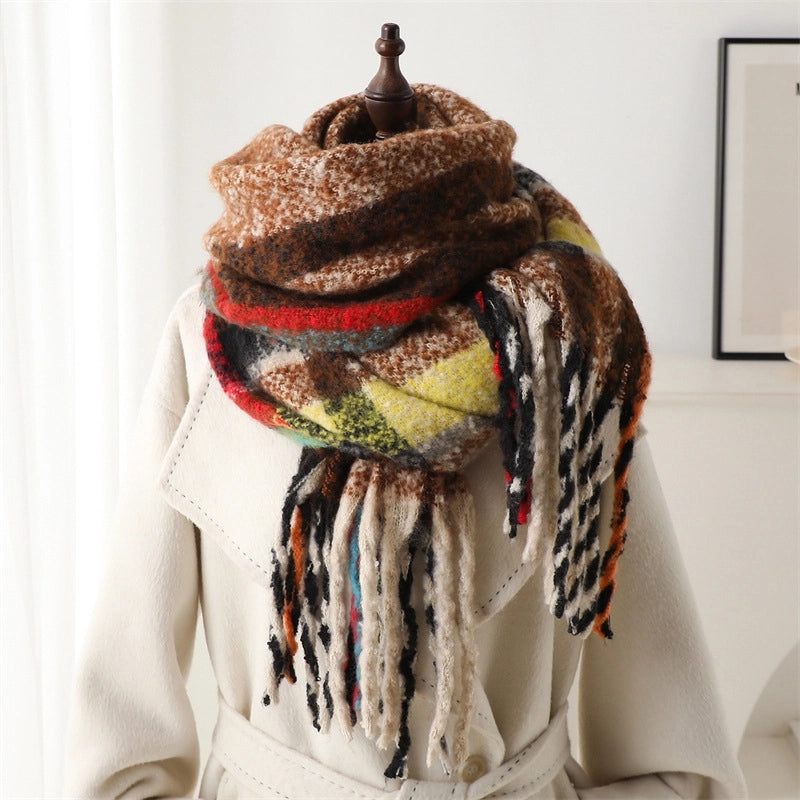 Women's Business Basic Streetwear Plaid Polyester Tassel Scarf