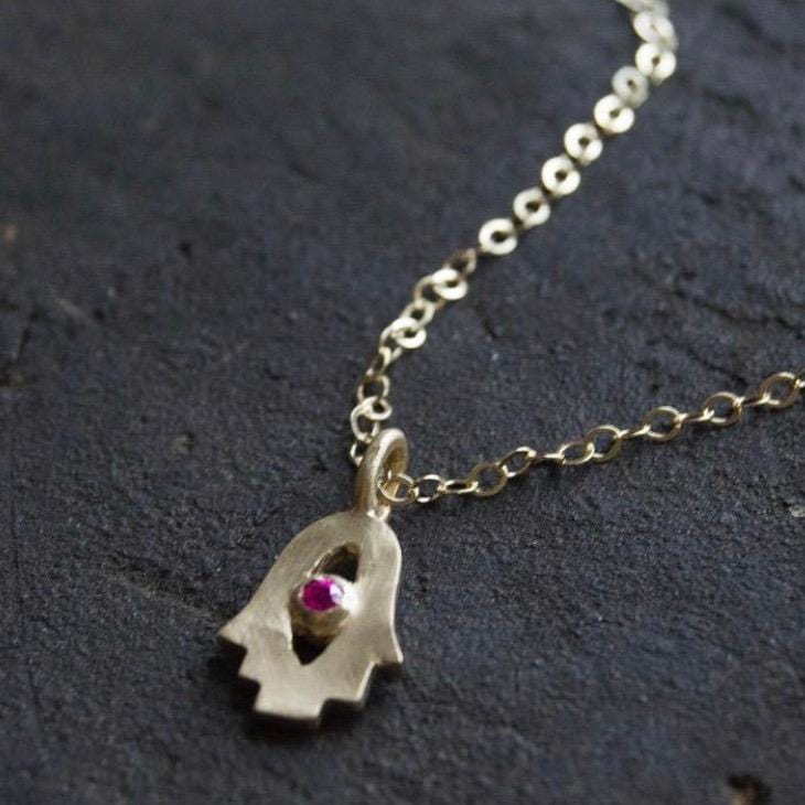 Tiny Hamsa Amulet  - Choice of Gem