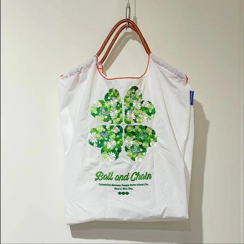 Women's Cute Printing Letter Nylon Shopping Bags